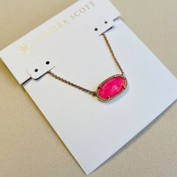 Kendra Scott Elisa Pink Azalea Rose Gold Necklace - Picture 3 of 4